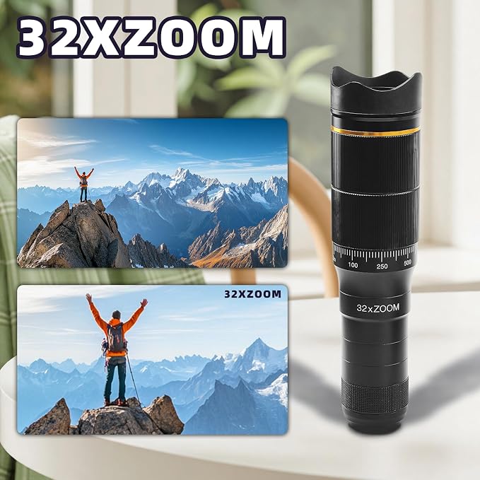 Phone Camera Lens Kit, 32X Long Focus Telephoto, Portable Clip-on HD Phone Zoom - Image 5