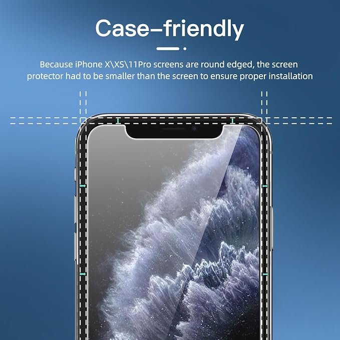 NEW'C 3 Pack Privacy for iPhone 11 Pro, iPhone X, iPhone XS Screen Protector - Image 3