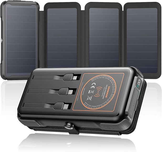 SOARAISE Wireless Solar Power Bank, 25000mAh Solar Charger by SOARAISE