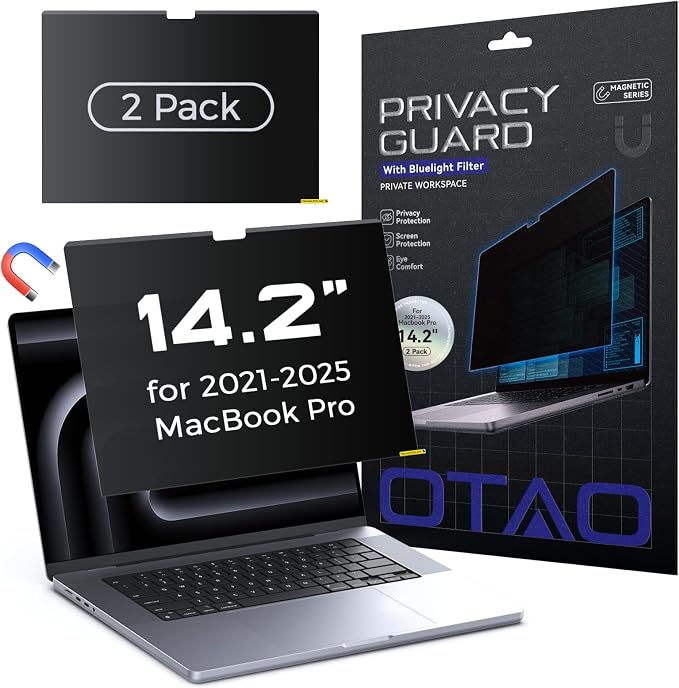 Magnetic Privacy Screen for MacBook Pro 14 Inch, Removable Washable Reusable by OTAO