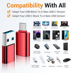 Temdan USB to USB C Adapter for iPhone 16 Charger 4 Pack, USBC Female to A Male - Image 2