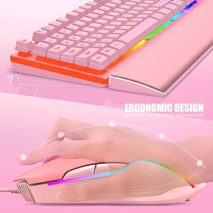 RedThunder K10 Wired Gaming Keyboard and Mouse and Wrist Rest Combo, RGB Backlit - Image 5