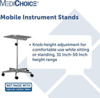 MediChoice Mobile Instrument Stand Steel Portable Adjustable Tray Medical - Image 2