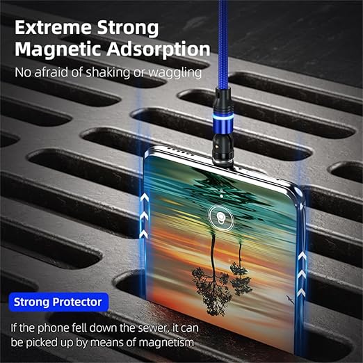 Magnetic Charging Cable 540° Rotation Magnet Phone Charger USB C Cable 3A Fast - Image 3