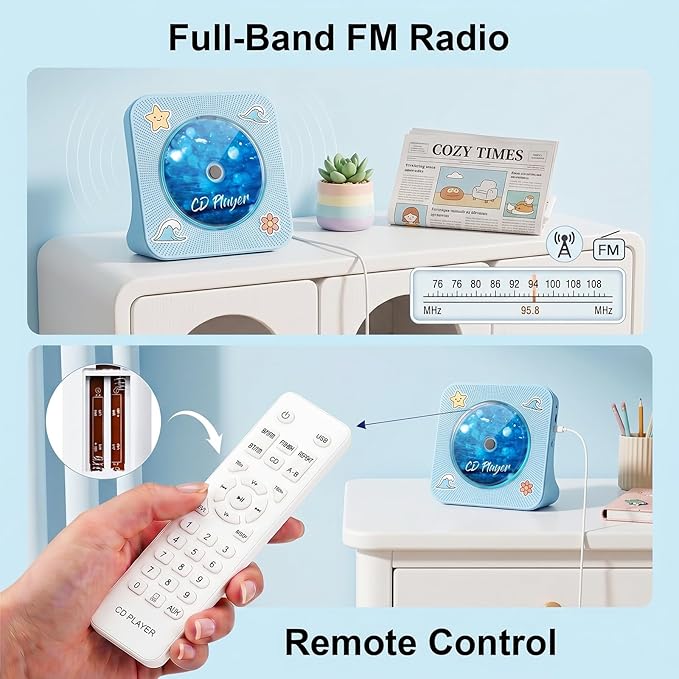 Gueray CD Player Portable Bluetooth Desktop CD Player - Image 6