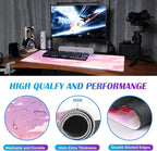 Cute Anime Cloud Desk Mat, Beautiful Pink Stitching Edge Non Slip Rubber Mouse - Image 4