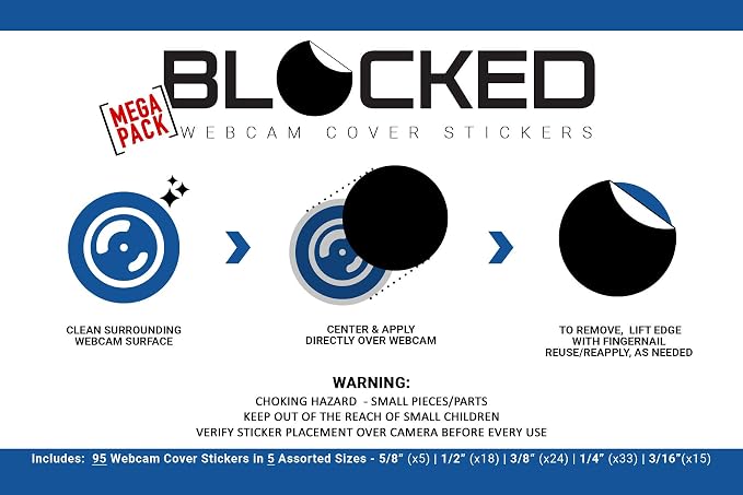 Stackable Webcam/Camera Vinyl Covers | 95 Low-Tack Restickable Webcam Sticker | - Image 8
