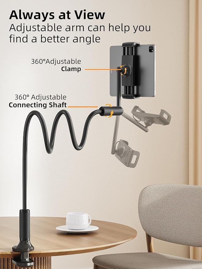SAIJI 47" Gooseneck Kindle Holder, Tablet Holder - Image 4