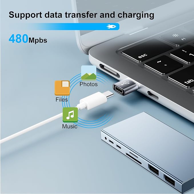 USB to USB C Adapter 20 Pack, USB A to USB C Adapter, C Female to A Male - Image 2