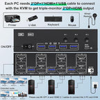 KVM Switch 3 Monitors 3 Computers 8K@60Hz, MLEEDA HDMI + 2* Displayport Triple - Image 4
