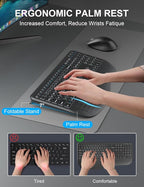 Wireless Keyboard and Mouse Combo, EDJO 2.4G Full-Sized Ergonomic Computer - Image 2