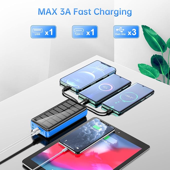 Portable Charger with Built in Cable and Wall Plug 50000mAh PD30W Fast Charging - Image 6