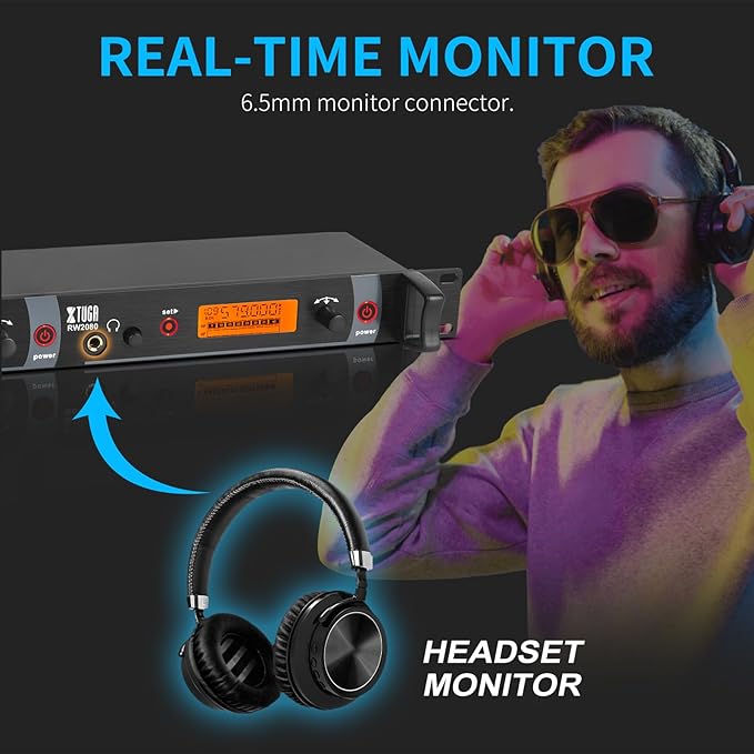 XTUGA RW2080 Wireless in Ear Monitor System 6 Bodypacks UHF IEM System - Image 6