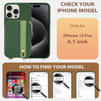 LAMEEKU for iPhone 15 Pro Wallet Case, Zipper Leather Card Slots Crossbody - Image 6