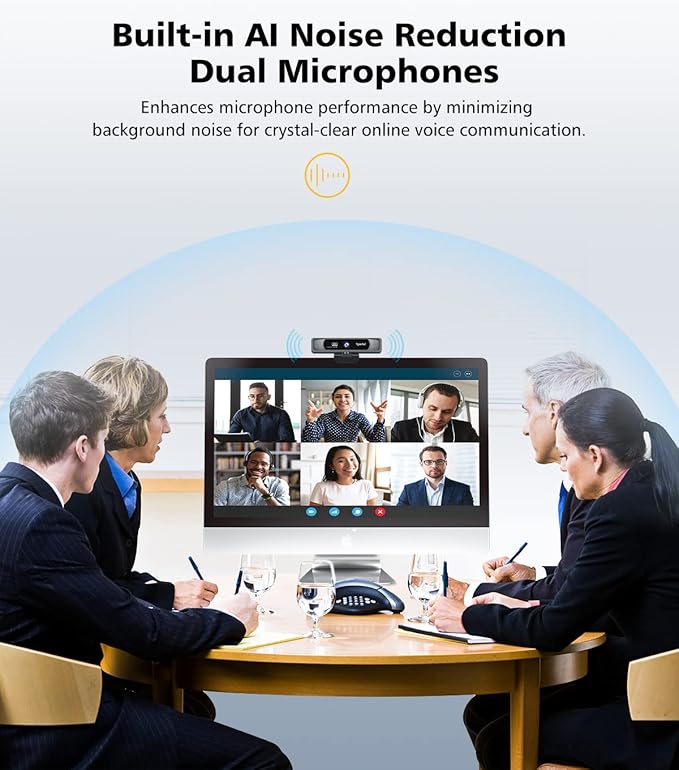 Spedal 4K UHD Webcam with Built-in AI Noise Reduction Dual Microphones - Image 6