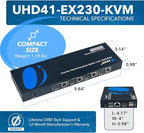 OREI 4x1 KVM 4K HDMI Over Ethernet Extender Switcher Balun Over CAT6/7 Cable - Image 5