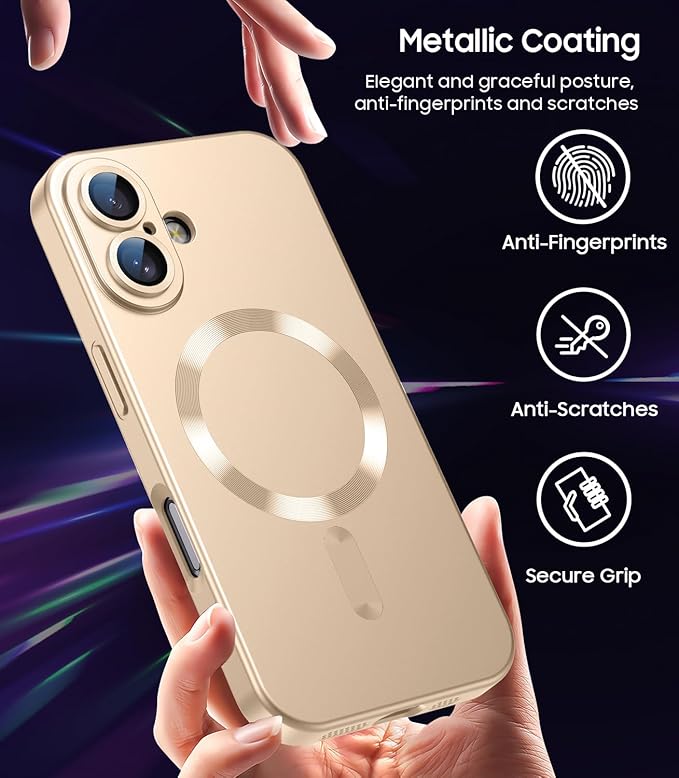 Magnetic for iPhone 16 Plus Case Slim Soft Silicone Bumper Shockproof Metallic - Image 6