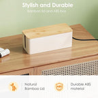 DELAMU 2 Pack Cable Management Box, Safe ABS Wood Grain Desk Medium and Small - Image 7