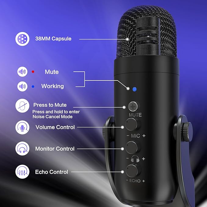 ZealSound Podcast Microphone for PC, Noise Cancellation USB Mic - Image 6