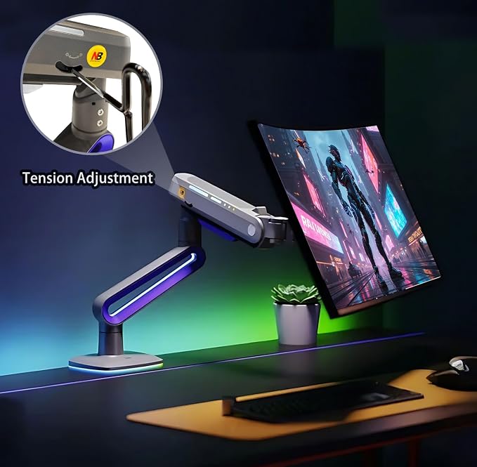 RGB Gaming Monitor-arm for Flat/Ultrawide/Curved Monitors 32 to 60 inch - Image 7