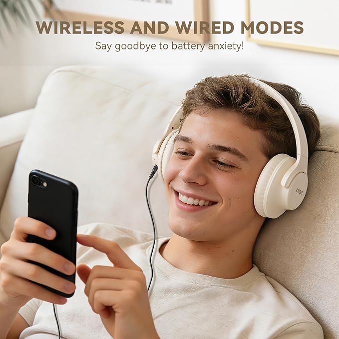 KVIDIO Bluetooth Headphones Over Ear, 65 Hours Wireless Headphones - Image 6