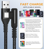 sweguard USB C Cable Right Angle, USB Type C iPhone 16 Charger Cable Nylon - Image 2