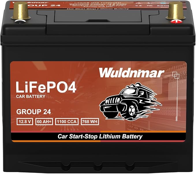 High Performance G24 12V 60AH Lithium Car Start Stop Battery by Wuldnmar