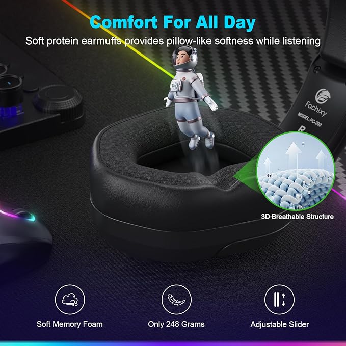 FC200 Wireless Gaming Headset for PS5, PS4-2.4GHz USB Foldable Headphones - Image 6