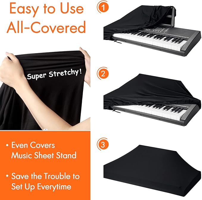 76 Keys Piano Keyboard Cover, Stretchy Music Dirt Proof Electronic Keyboard - Image 5