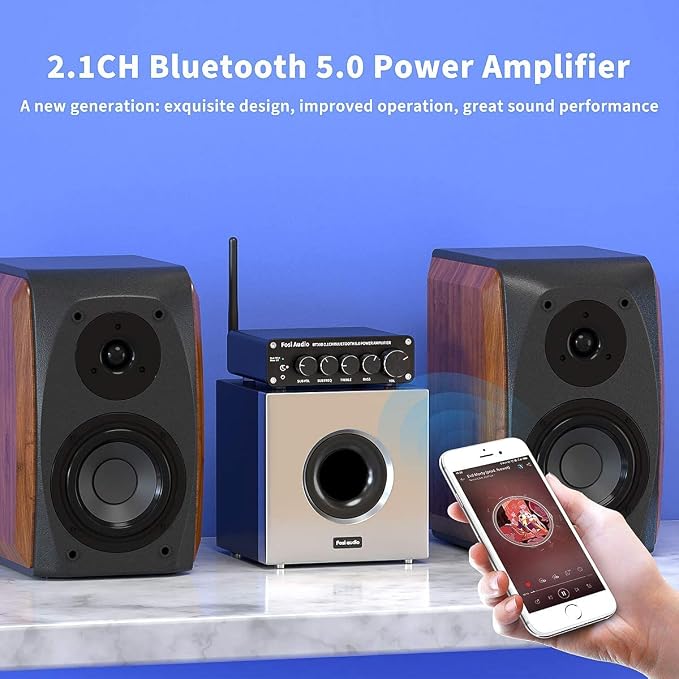 Fosi Audio BT30D Bluetooth 5.0 Stereo Audio Receiver Amplifier 2.1 Channel Mini - Image 3