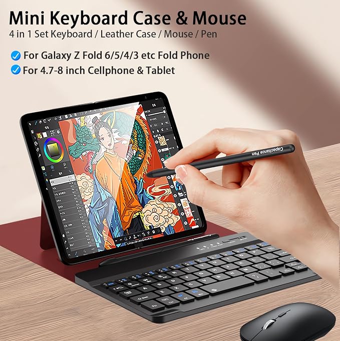 for Samsung Galaxy Z Fold 7 6 5 Keyboard and Mouse, Portable Mini 7.9 inch - Image 2