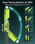 SHEZI Flat Nylon Braided Charger Cord Combo, USB A/C to C/L Multi Charge Cable - Image 2