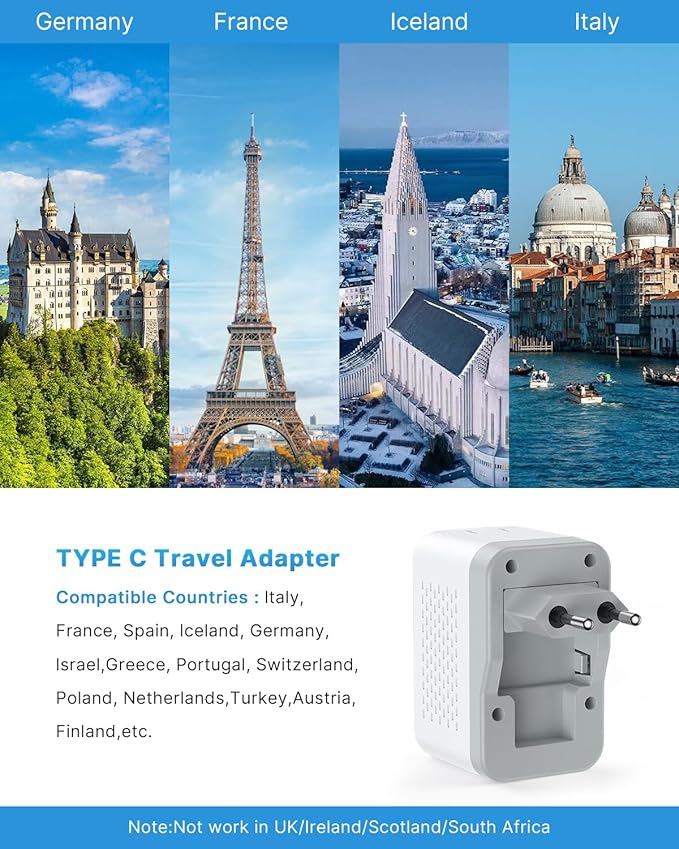 220V to 110V Travel Voltage Converter US to Europe, VINTAR 2000W Foldable - Image 6
