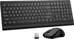 Wireless Keyboard and Mouse Combo, Full Size Quiet Key Computer Keyboard and by EDJO