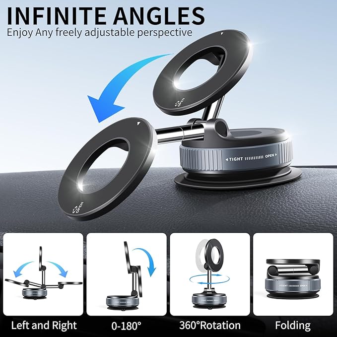 Vacuum Suction Magnetic Phone Holder, 2025 Upgraded Vacuum Suction Cup Mount - Image 6