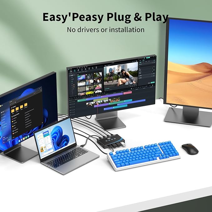 eKL USB 3.0 Switch 4 Computers Share 4 USB 3.0 Ports USB Switcher - Image 2