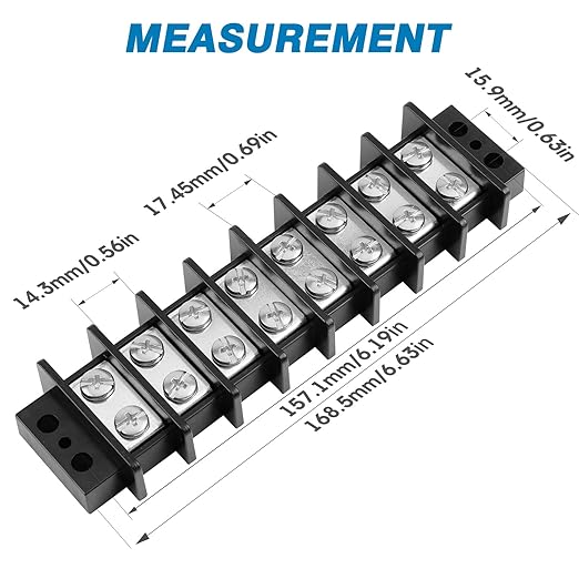 GLOSO TBE Double Row Stainless Terminal Blocks, Marine Grade, 4-14 AWG Cu - Image 2