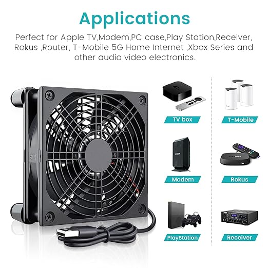 Wathai Cooling Case Fan for Receiver DVR Xbox TV Box Router 120mm x 25mm 5V USB - Image 7