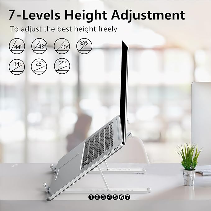 Laptop Stand for Desk, Adjustable Laptop Riser ABS+Silicone Foldable Portable - Image 3