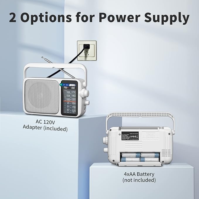 YOWGULF AM FM Radio with Best Reception, Battery Operated or AC Power, Large - Image 3