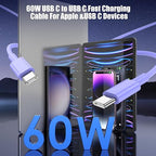 3-Pack Purple 60W USB C to USB C Cable, Type C Fast Charging Cable - Image 3