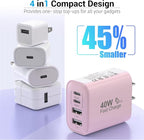 USB C Block 40W, 4 Ports Wall Plug Fast Charging Block, PD+QC Multiport Power - Image 6