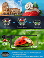 10 in 1 Cell Phone Camera Lens Kit, Wide Angle Lens & Macro Lens+Fisheye - Image 2