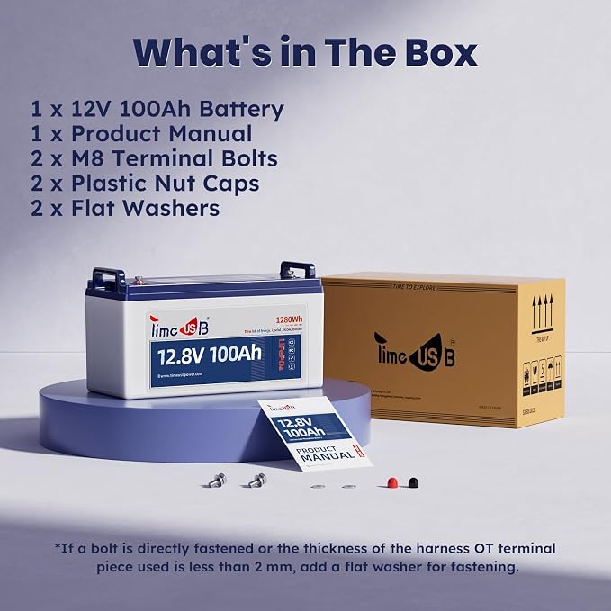 12V 100Ah LiFePO4 Battery, 4000+ Deep Cycle Lithium Battery, Built-in 100A BMS - Image 9