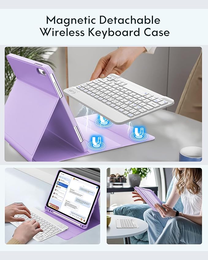 D DINGRICH Keyboard Case for iPad 10th Generation, Rechargeable Detachable - Image 3