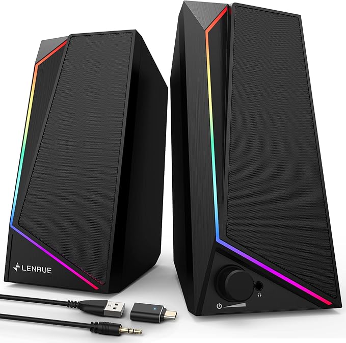 LENRUE Computer Speakers, USB/USB-C Powered PC Speakers by LENRUE