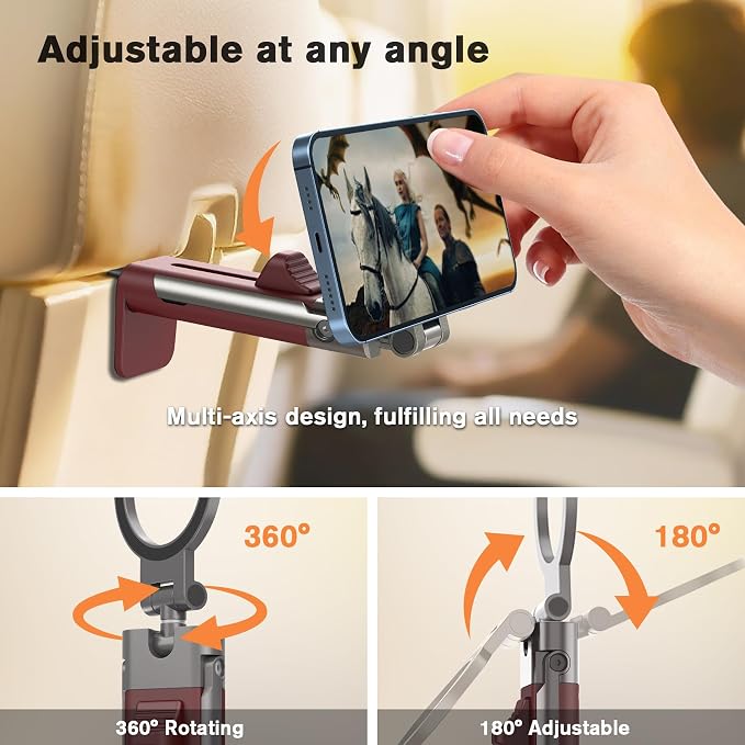 Airplane Phone Holder Mount, 360° Adjustable Hands-Free Mount, Flying Desk Home - Image 4
