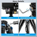 SIRUI Carbon Fiber Camera Tripod, 50.7" Professional Heavy Duty Tripod - Image 5