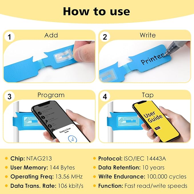 24 Set Smart NFC Cable Labels - Image 5