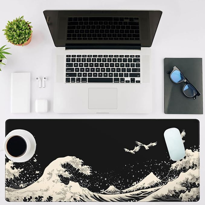 Mouse Pad Large White Wave Non-Slip Gaming Desk Mat - Image 2